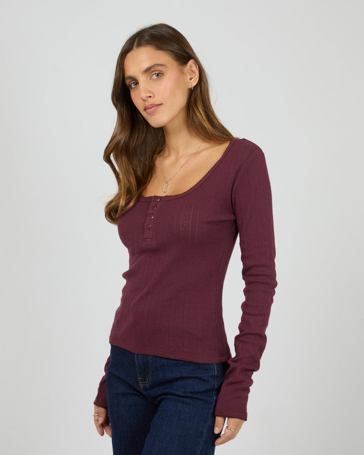 Tia Long Sleeve Top - Wine