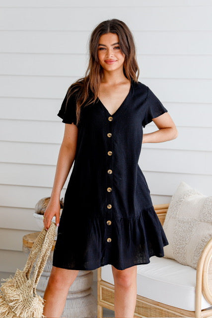 Quinn Linen Dress - Black
