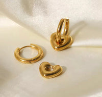 Heart Charm Hoops