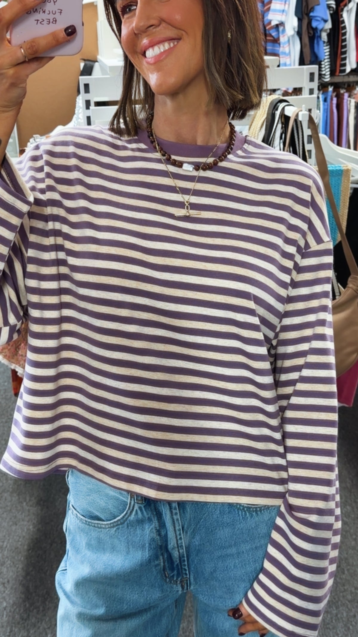 Stevie Stripe Top - Plum Lilac