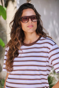Stevie Slouchy Tee -Brunette Orchid Stripe