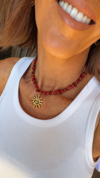 Sare Red Beaded Necklace