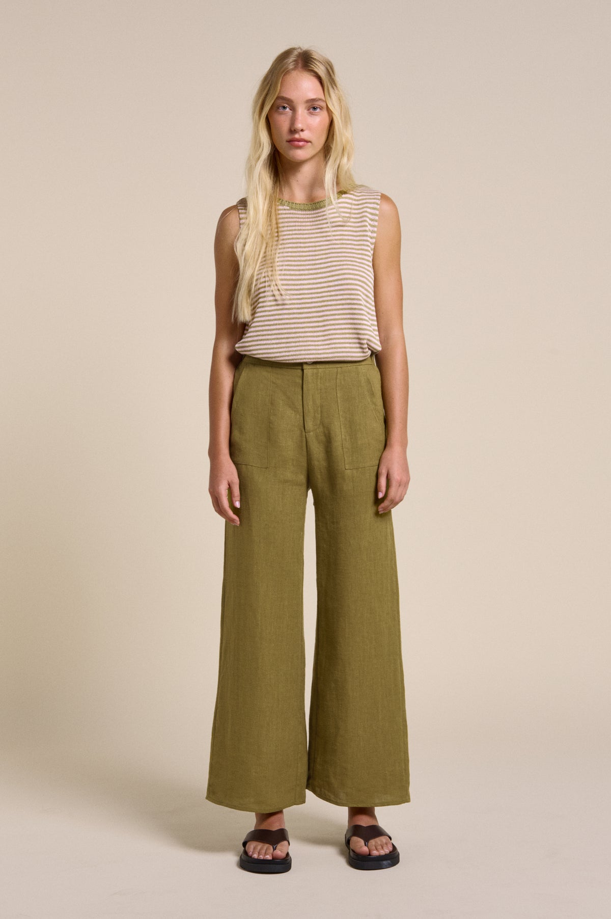 Jude Linen Pants - Olive