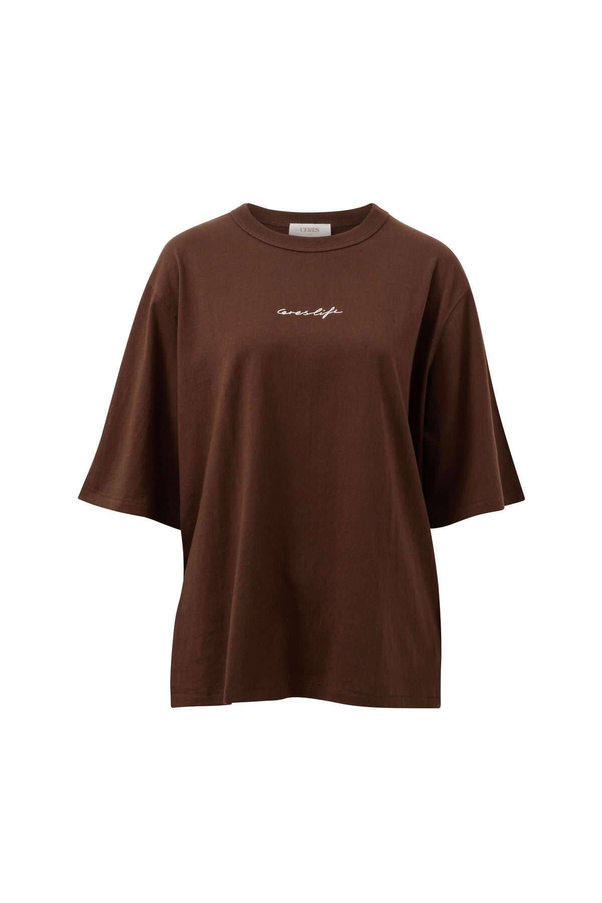 Luna Relaxed Tee - Chocolate/Ceres Script