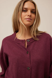 Pippa Long Sleeve Knit Cardi - Washed Burgundy