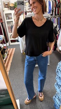 Scoop Neck Spring Tee - Black