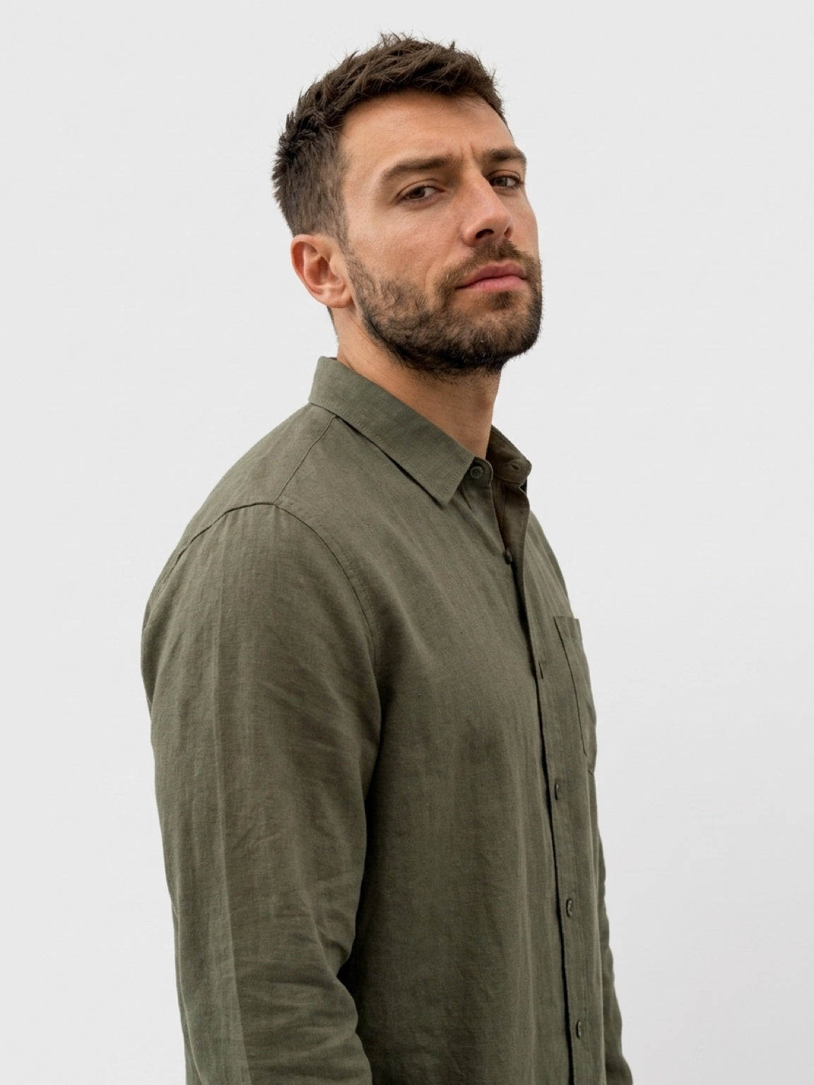 Linen Long Sleeve Shirt II - Khaki