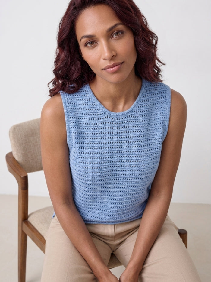 Ceres Life | Margot Mesh Knit Tank - Sky Blue