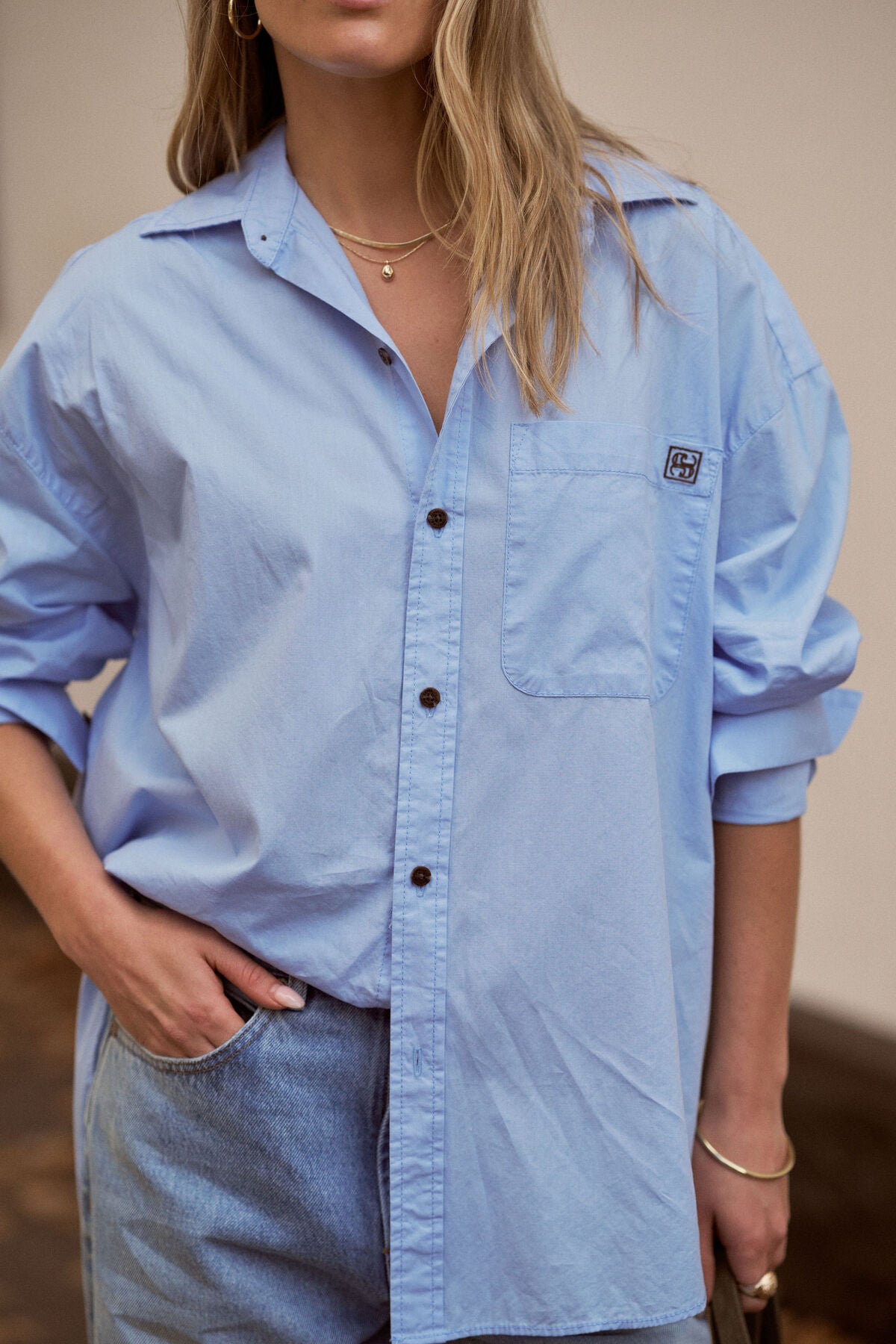 Peta Oversized Shirt - Sky Blue