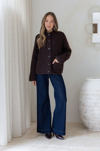 Funnel Neck Pocket Cardi - Chocolate