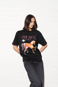 Her Mess Oversize Tee - Black Beauty