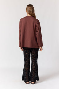 Queen of hearts Long Sleeve Tee - Walnut