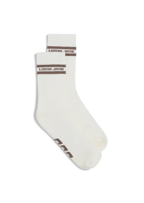 Sporty Crew Socks -  Porcelain/Cedar