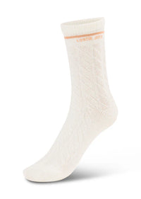 Cable Knit Crew Socks - Cream & Latte