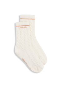Cable Knit Crew Socks - Cream & Latte