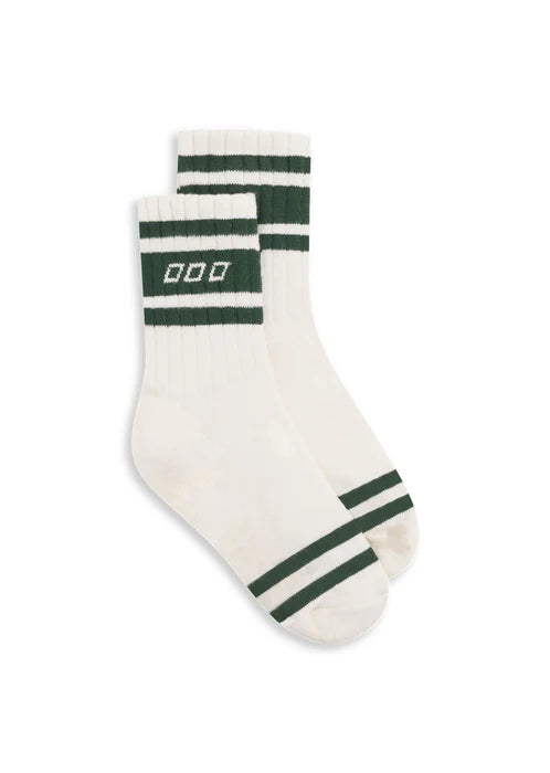 Varsity Crew Socks - Porcelain/Dark Green