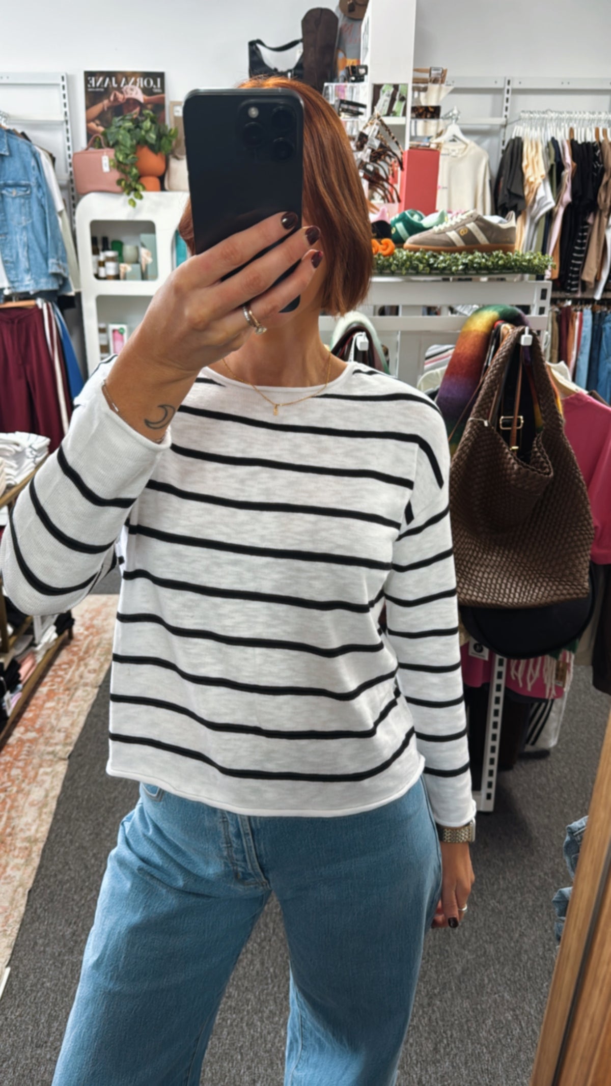 Minnie Top - White/Black Stripe