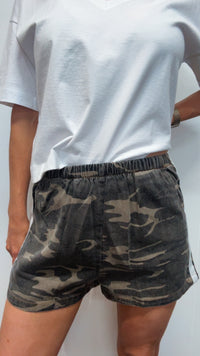 Camo Shorts White Stripe Cotton