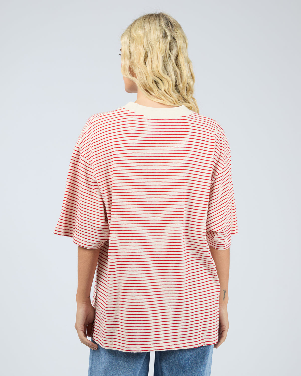 Kya Oversized Stripe Tee - Red