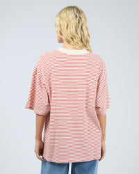 Kya Oversized Stripe Tee - Red