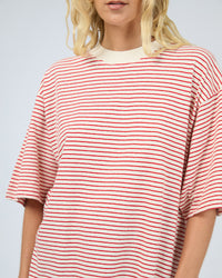 Kya Oversized Stripe Tee - Red