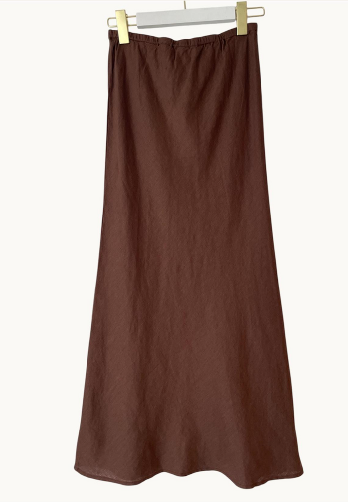 Linen Slip Skirt - Chocolate