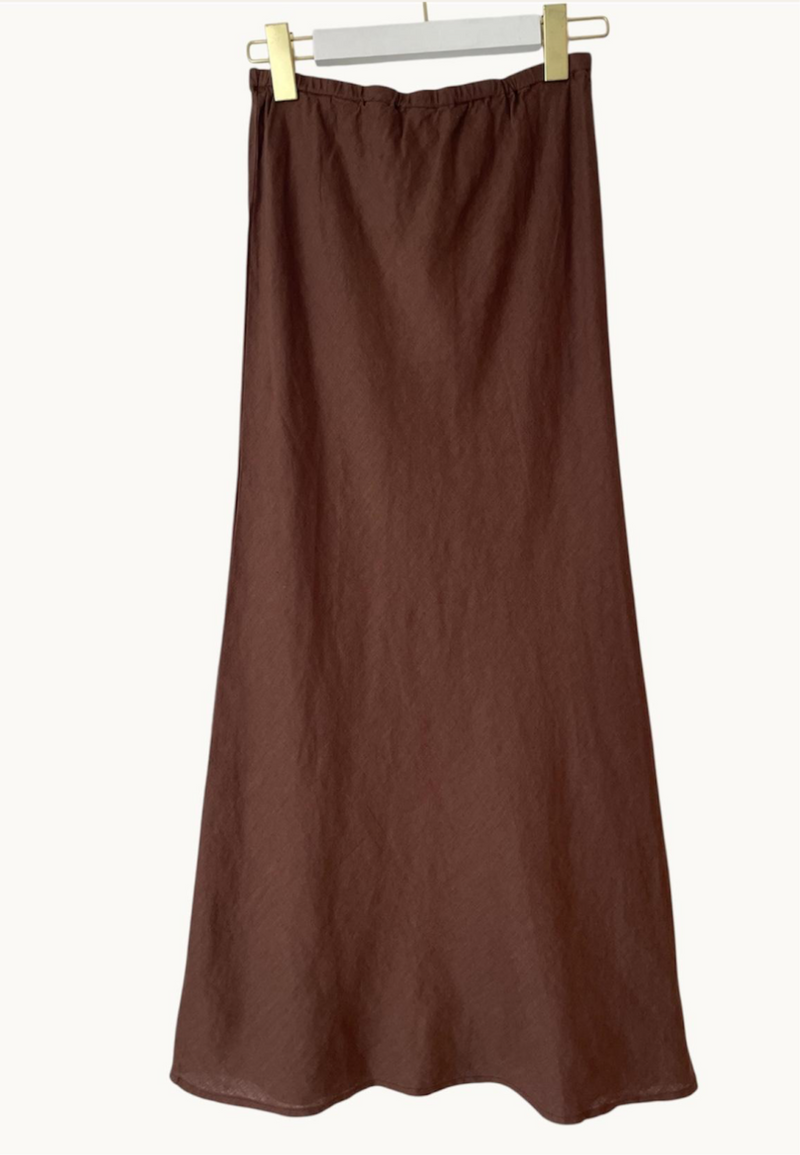 Linen Slip Skirt - Chocolate