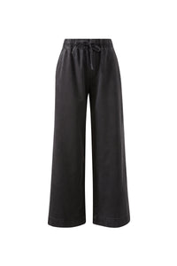 Andie Wide Leg Drawstring Pant - Washed Black