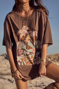 Villa Tropic Oversized Biker Tee - Coffee