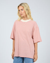 Kya Oversized Stripe Tee - Red