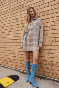 Pip Shirt Dress - Aperol Check