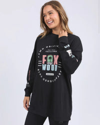 Vibes Long Sleeve Tee Shirt - Washed Black