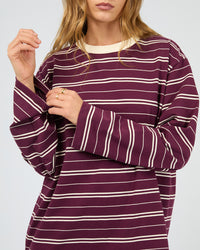 Stripe Long Sleeve Tee - Cherry