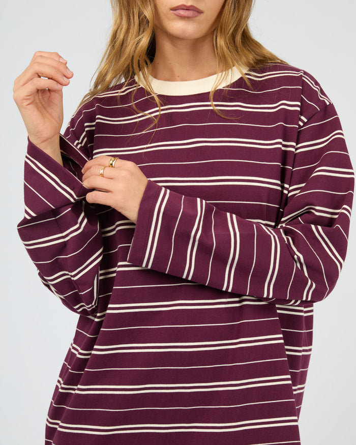 Stripe Long Sleeve Tee - Cherry