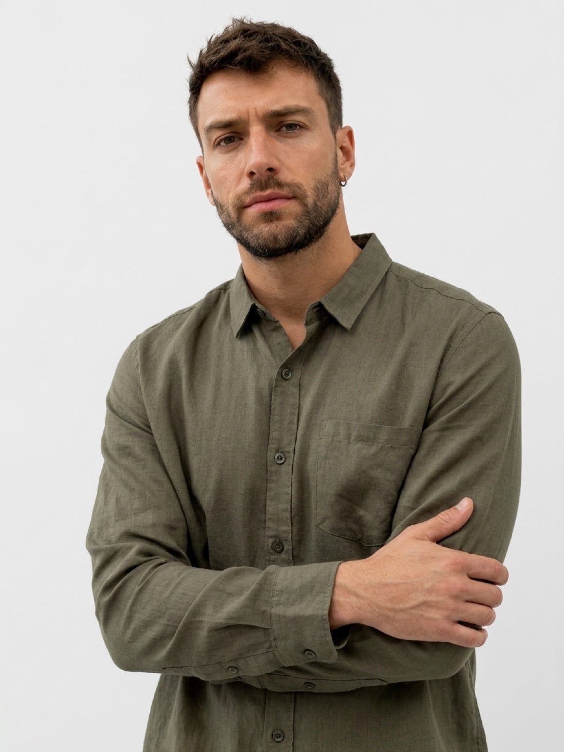Linen Long Sleeve Shirt II - Khaki