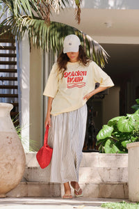 Florence Maxi Skirt - Winter White/True Navy Stripe