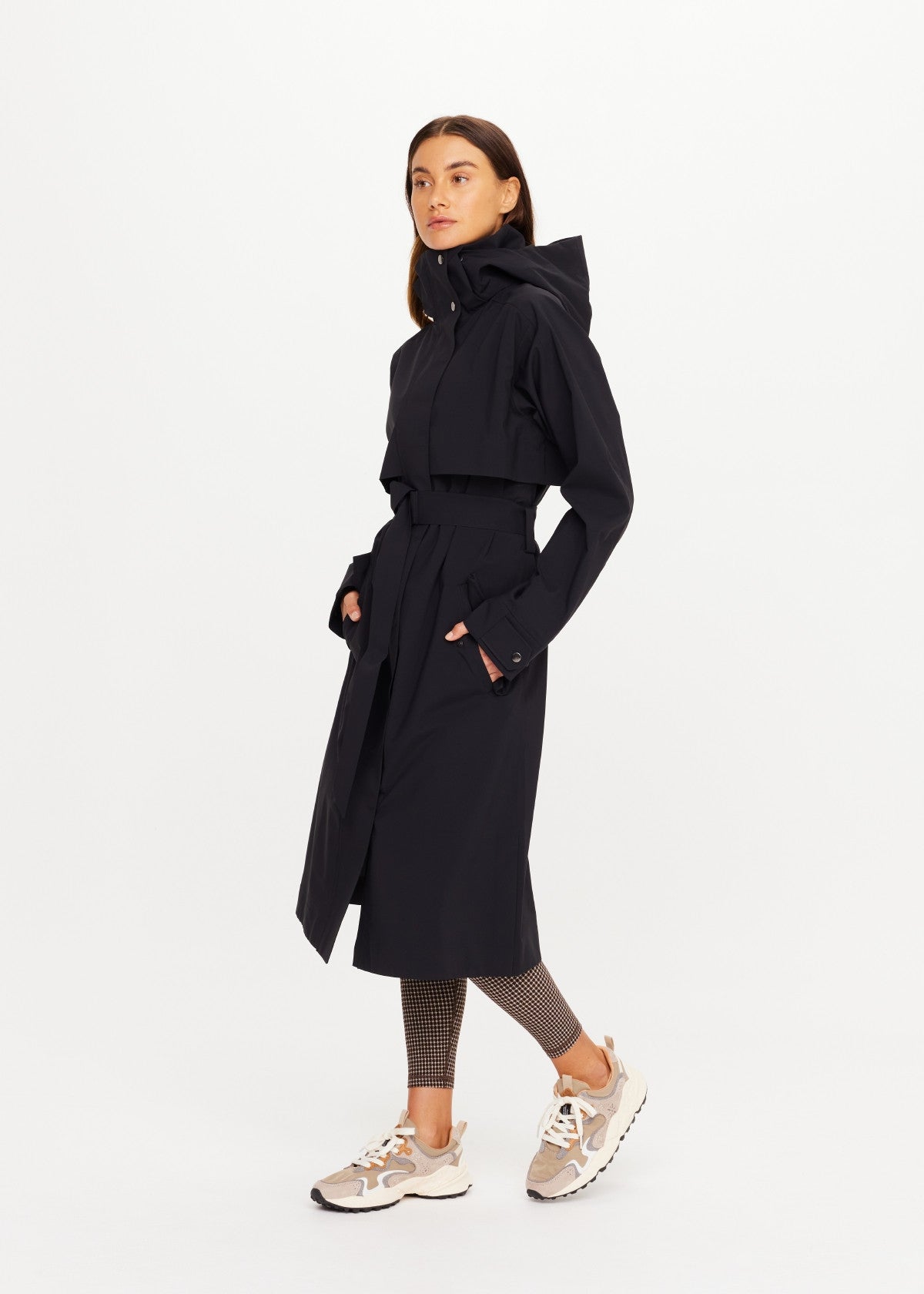 James Hooded Trench Coat - Black