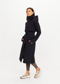 James Hooded Trench Coat - Black