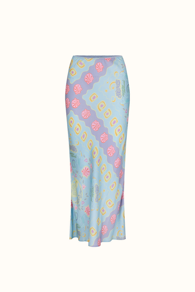 Aquarius Bias Maxi Skirt - Sky Blue