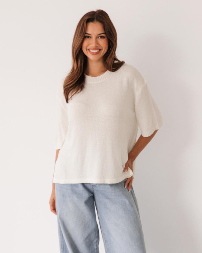 Winnie Knit Tee - White