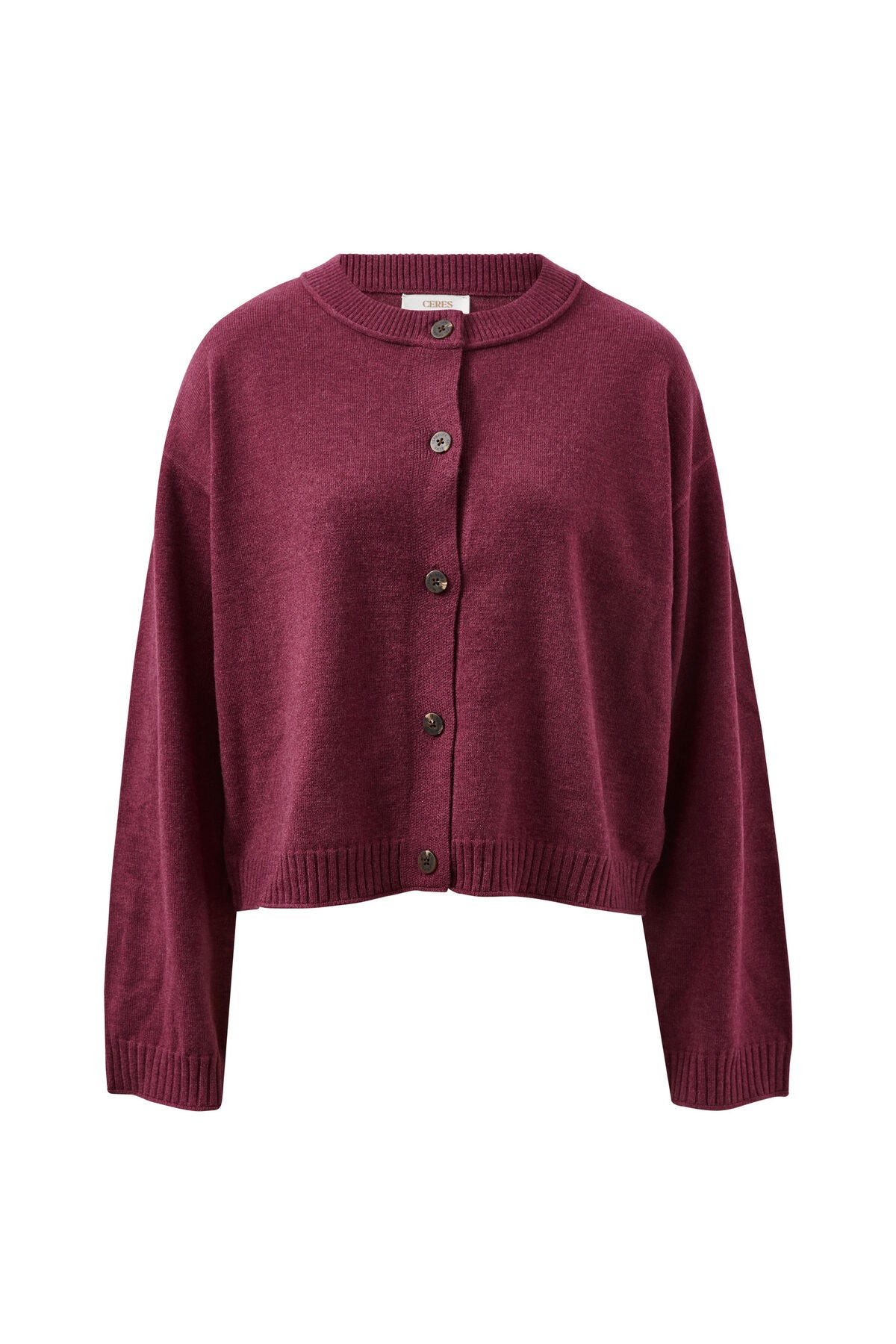Pippa Long Sleeve Knit Cardi - Washed Burgundy