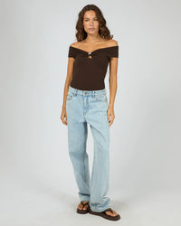 Atlas Off Shoulder Top - Chocolate
