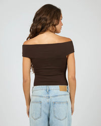 Atlas Off Shoulder Top - Chocolate