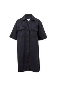 Bonnie Relaxed Shirt Dress - Washed Black
