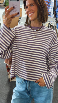 Stevie Stripe Top - Plum Lilac