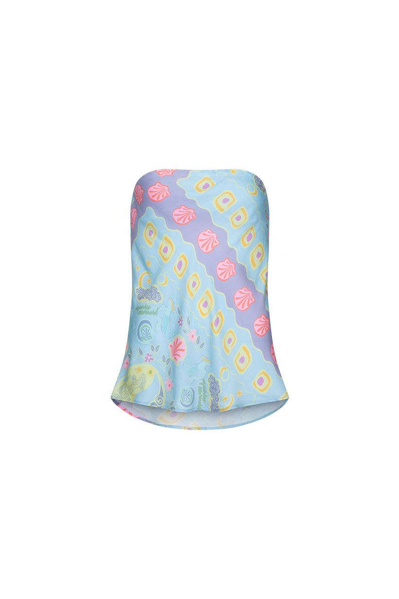 Spell Aquarius Strapless Top - Sky Blue