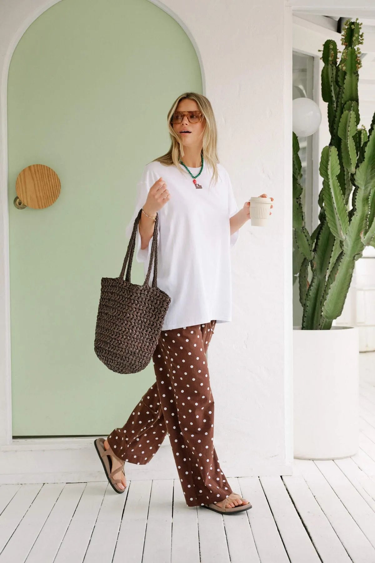 Resort Pant - Choc Polka Dot