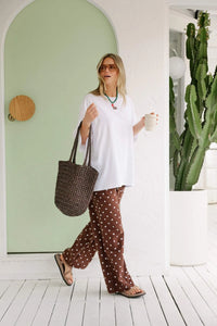 Resort Pant - Choc Polka Dot