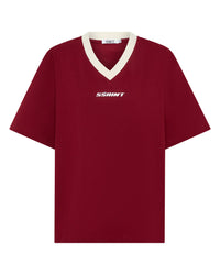 Reflective V Neck Tee - Cherry