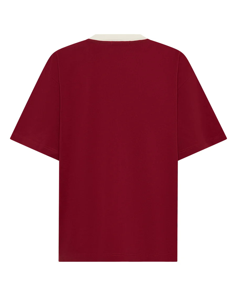 Reflective V Neck Tee - Cherry